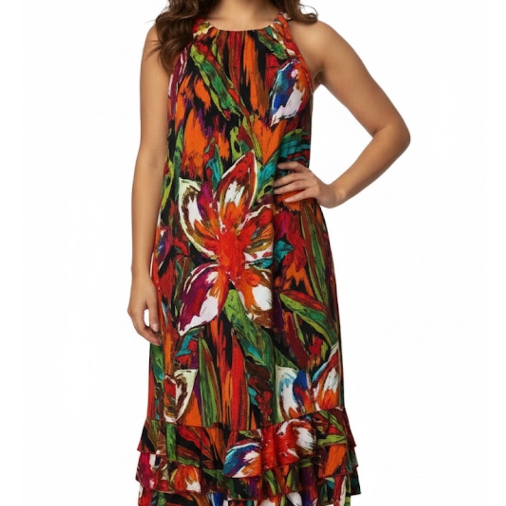 R&K Originals Sleeveless Floral Midi Dress, Women’s M, Multicolor